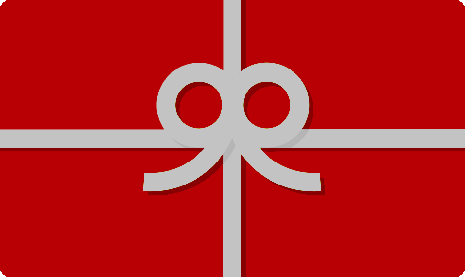 Red gift box with a white ribbon on a red background